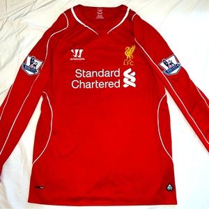 Authentic 2014-2015 Warrior Liverpool FC Jose Enrique #3 Long Sleeve Home Jersey